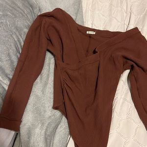 Free people textured brown bodysuit